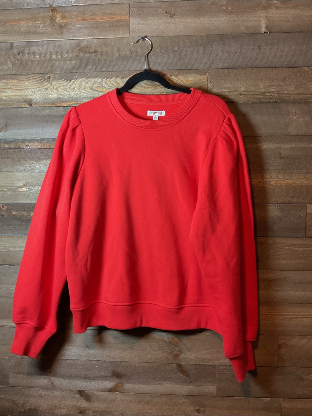 Molly Yeh Solid Red Puffy Sleeve Sweatshirt Sweater Women’s Size Large NWT